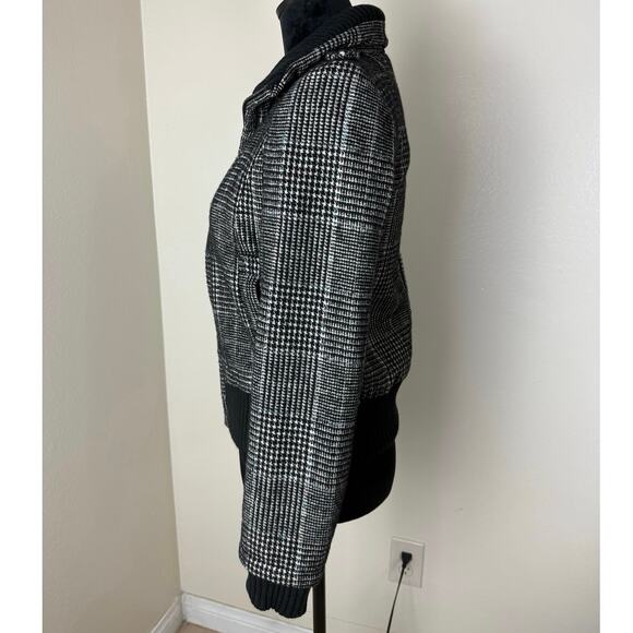 ZARA Plaid Houndstooth Tweed Bomber Jacket - Size XS - Picture 2 of 8